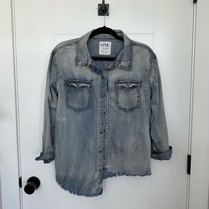 One Teaspoon asymmetrical denim shirt